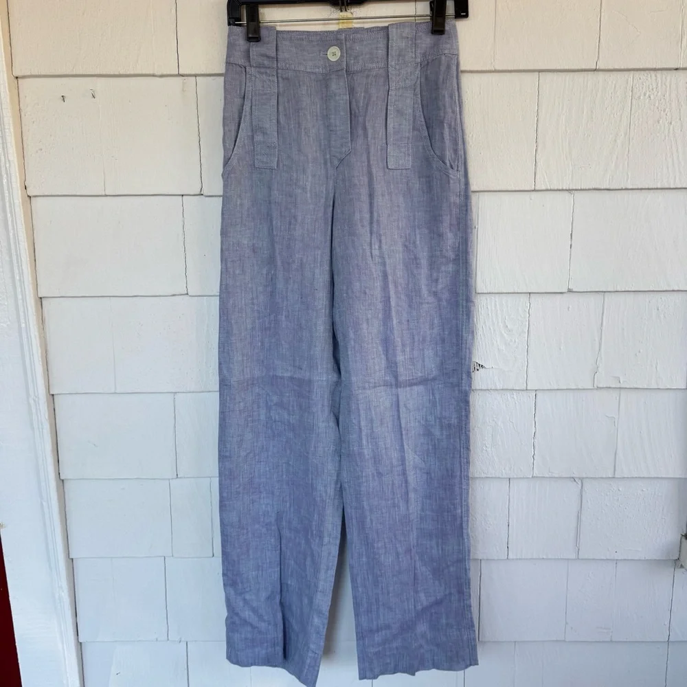 J. Crew Maryam Nassir Zadeh Dual-Tone Linen Trouser Purple Blue size 00